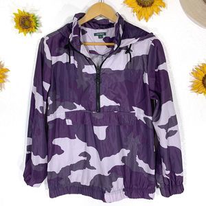 Wild Fable Camouflage Quarter Zippered Hooded Windbreaker Size XS Women’s